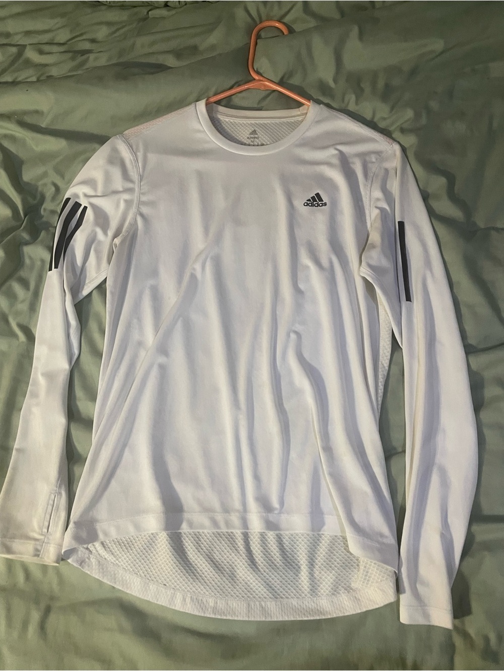 adidas White Long-Sleeve Women's Performance Tee with Black Accents